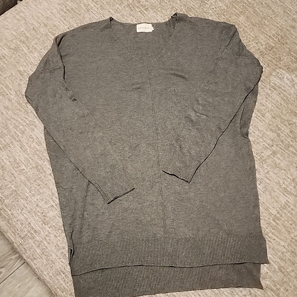 Vince Crewneck Long Sleeve Knit Top - Gray